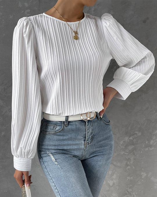 Pleated Lantern Sleeve Top for Women