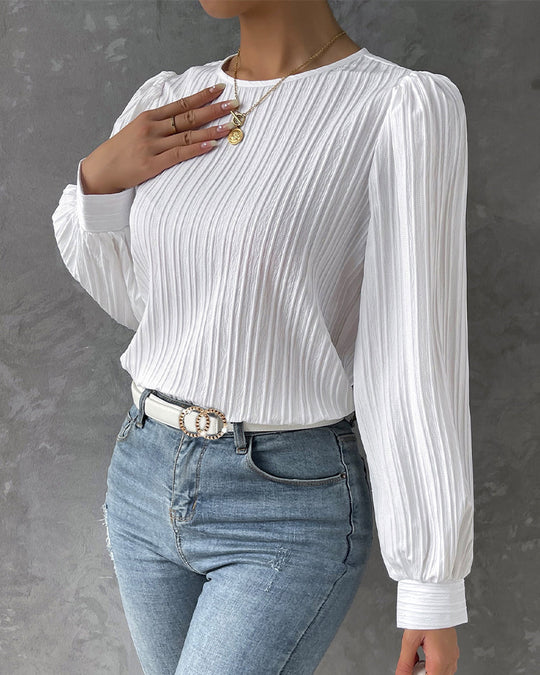 Pleated Lantern Sleeve Top for Women