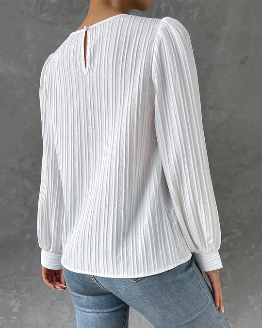 Pleated Lantern Sleeve Top for Women